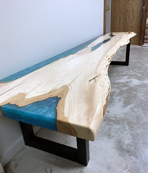Turquoise Epoxy River Bench