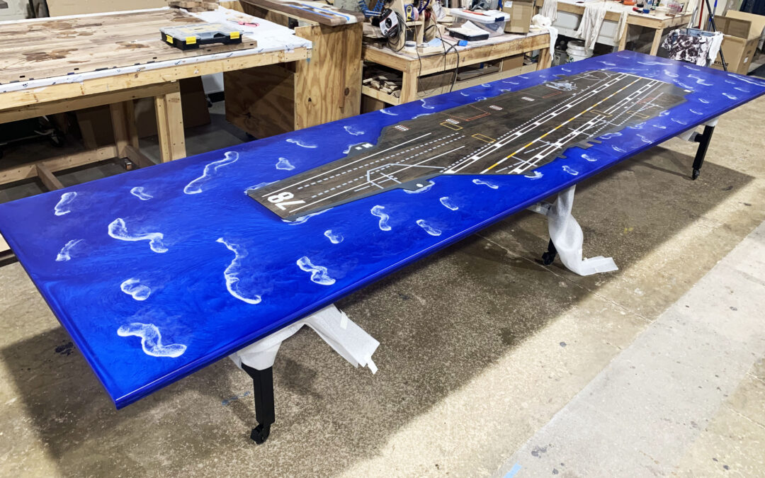 Oxidized Cherry Aircraft Carrier Conference Table