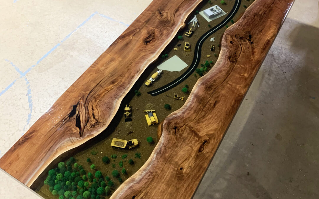 Conference Table With Epoxy Resin Construction Mural