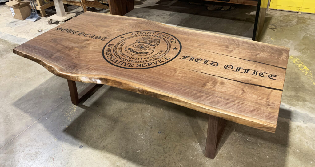 http://Live%20Edge%20CNC%20Logo%20Conference%20Table%20For%20Coast%20Guard%206