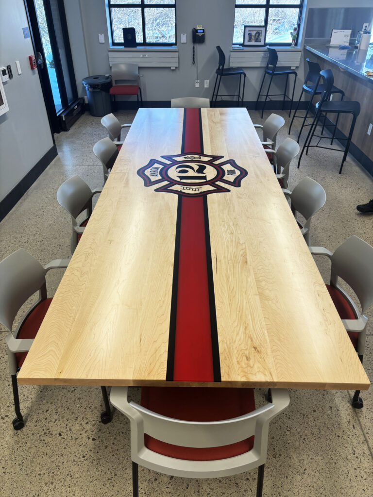 http://CNC%20Logo%20Maple%20Conference%20Table%20For%20Fire%20Station%201