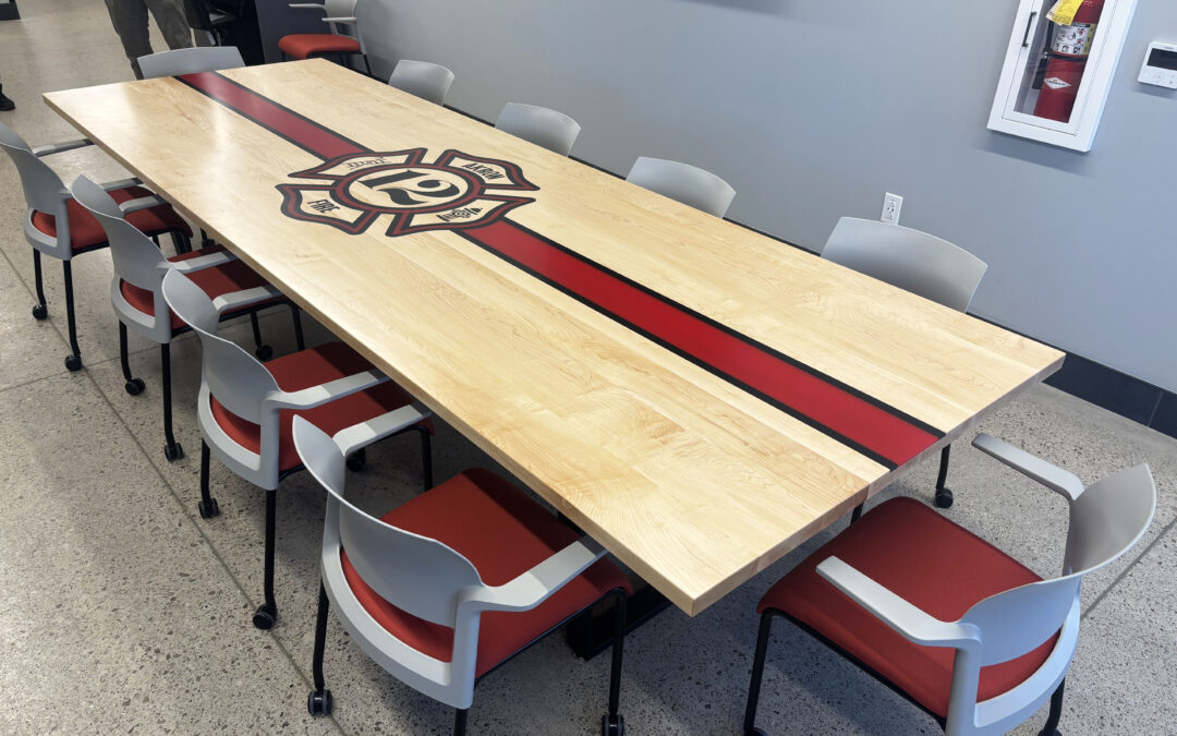 CNC Logo Maple Conference Table For Fire Station