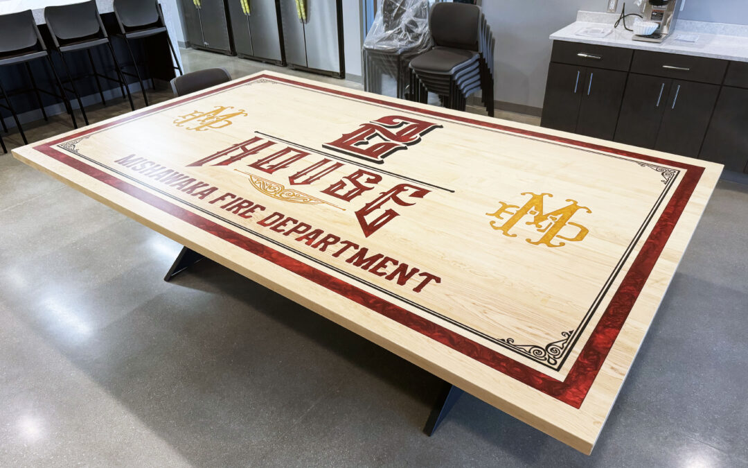 Maple Logo Conference Table For A Fire Station