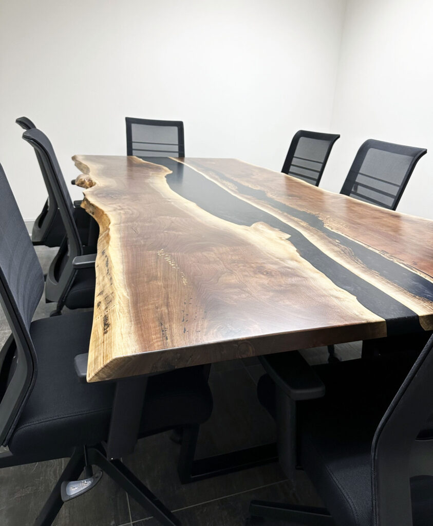 http://Walnut%20Conference%20Table%20With%20Black%20Epoxy%20Rivers%203