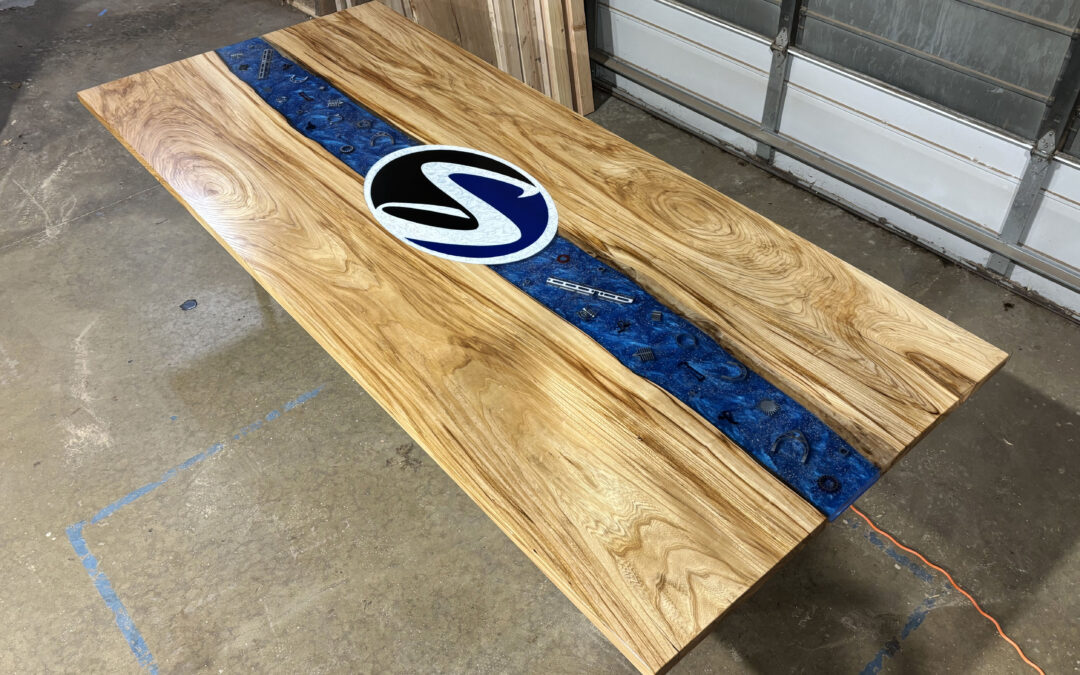 CNC Logo Boardroom Table With LED Lights