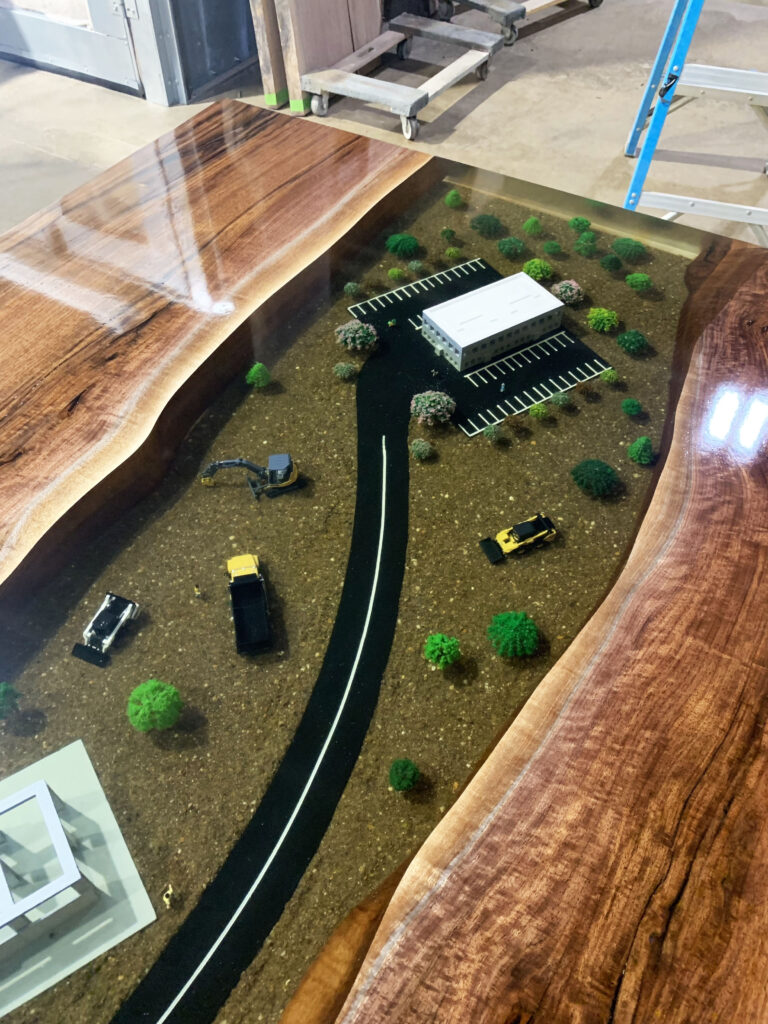 http://Walnut%20Conference%20Table%20With%20Epoxy%20Resin%20Mural%20Design%201