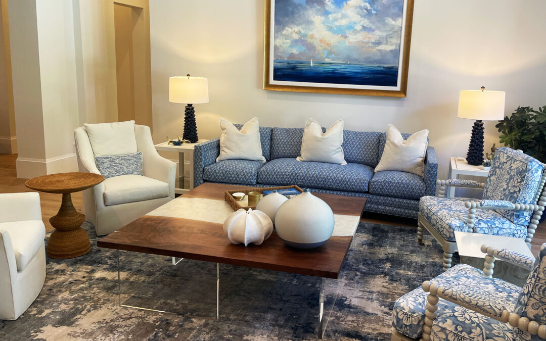 Walnut Coffee Table With Clear Acrylic Legs