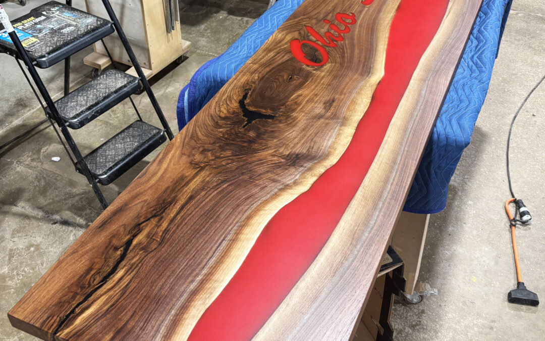 Walnut Ohio State Bar Top With LED Lights