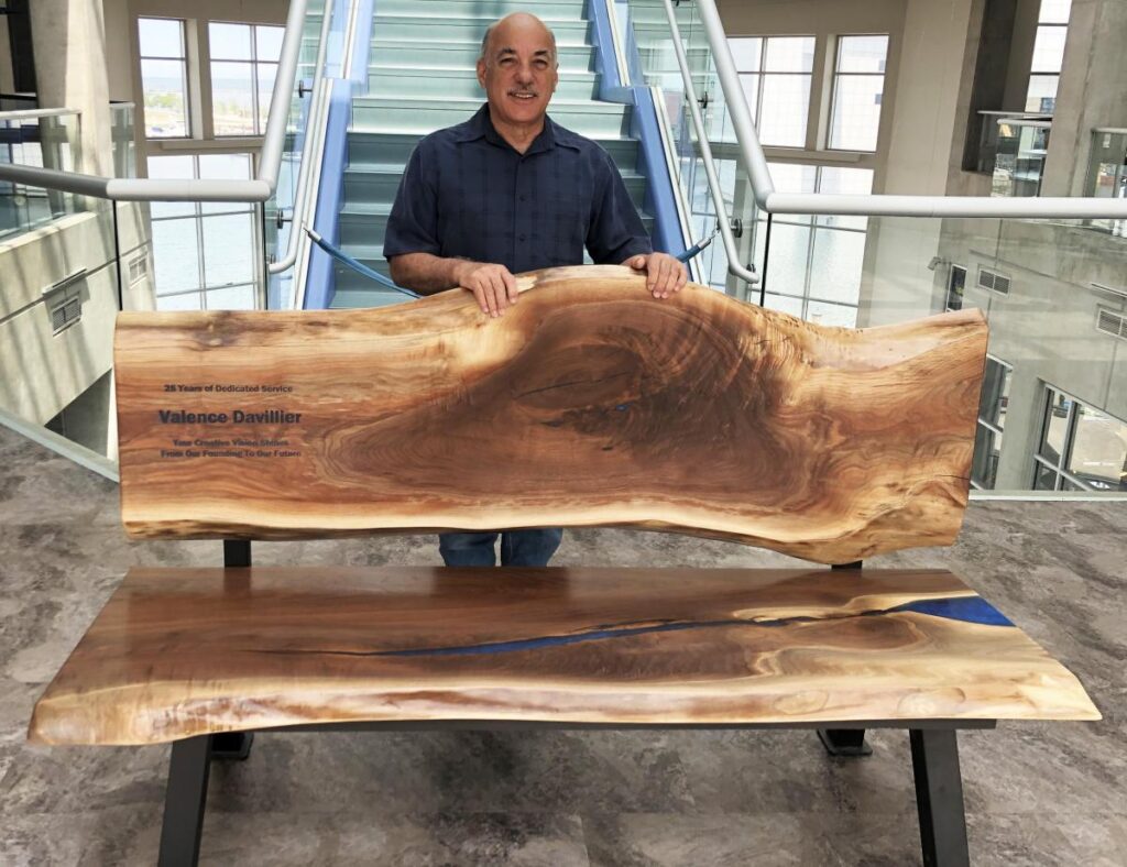 http://Epoxy%20&%20Live%20Edge%20Bench%20with%20CNC%20Engraved%20Tribute%20for%20Science%20Museum%201
