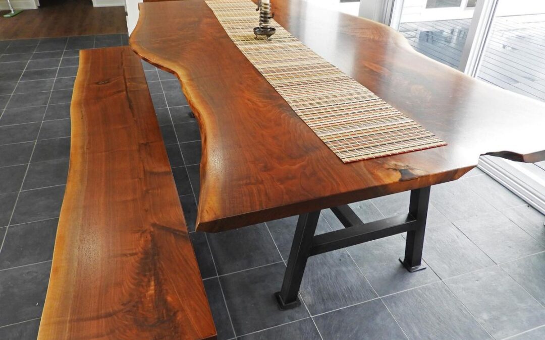 Live Edge Walnut Dining Table And Bench