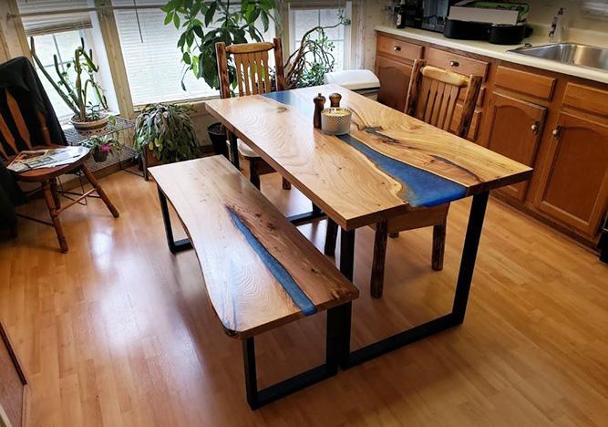 Custom Epoxy Resin River Kitchen Table