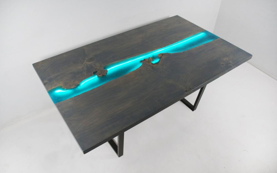 Gray Stained LED Dining Table