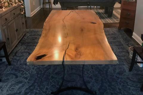 Live Edge Maple Dining Table With Black Epoxy