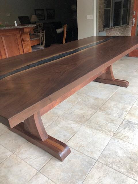 Gray Epoxy River Live Edge Dining Table