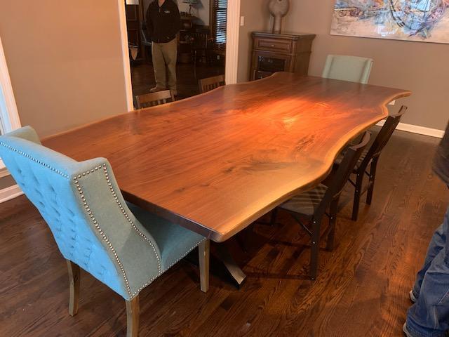 Black Epoxy & Live Edge Walnut Dining Table