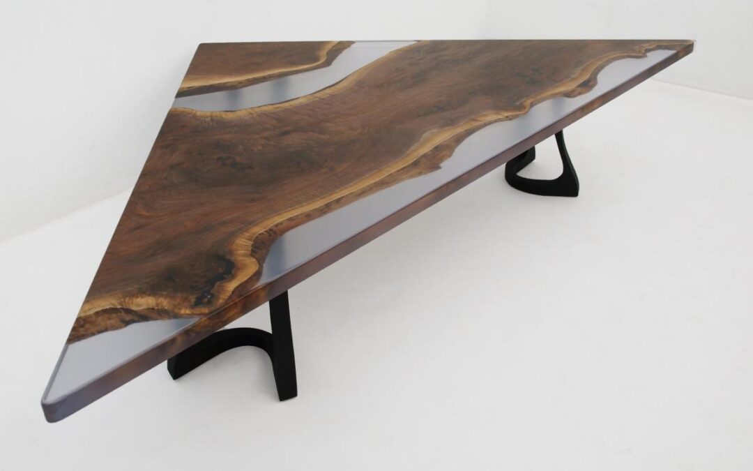Triangle Coffee Table With Clear Resin