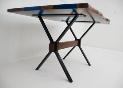 live edge river table with translucent blue epoxy 11