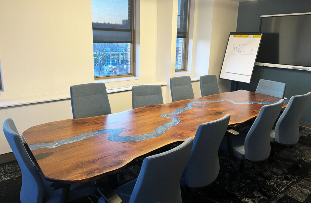 http://Black%20Walnut%20Conference%20Table%20With%20Two%20Ocean%20Pass%20CNC%201
