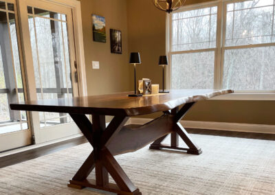 Live Edge Walnut Dining Table With Custom Wood Base 13