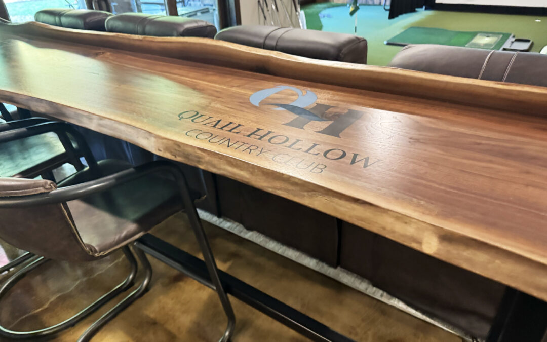 Walnut Bar Top With CNC Logo
