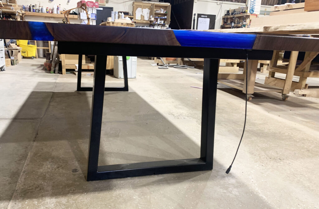 http://Walnut%20And%20Blue%20Resin%20Conference%20Table%20With%20LED%20Lights%202