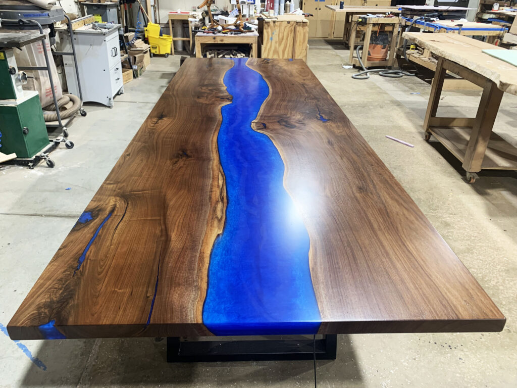 http://Walnut%20And%20Blue%20Resin%20Conference%20Table%20With%20LED%20Lights%203