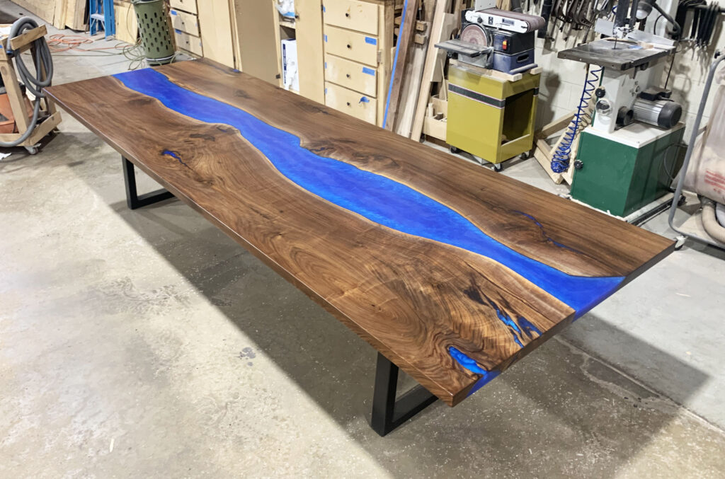 http://Walnut%20And%20Blue%20Resin%20Conference%20Table%20With%20LED%20Lights%206