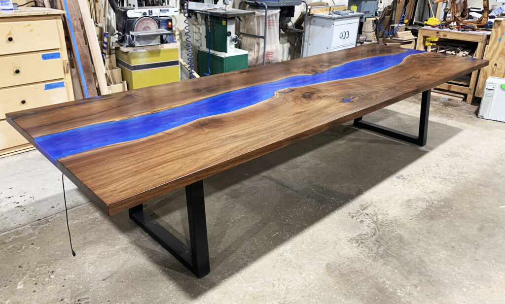 http://Walnut%20And%20Blue%20Resin%20Conference%20Table%20With%20LED%20Lights%205