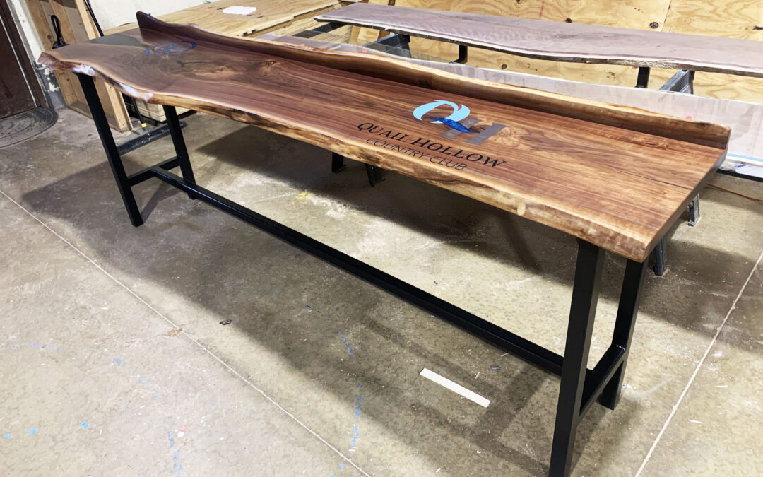 Walnut Bar Top With CNC Logo