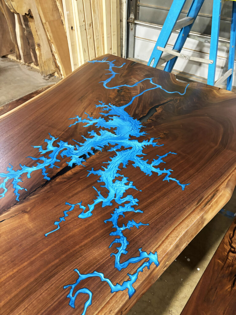 http://Walnut%20Dining%20Table%20With%20Bench%20Featuring%20Smith%20Mountain%20Lake%20CNC%203