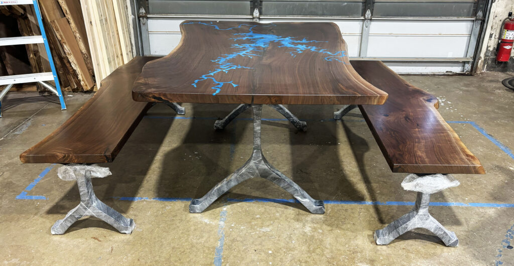 http://Walnut%20Dining%20Table%20With%20Bench%20Featuring%20Smith%20Mountain%20Lake%20CNC%204
