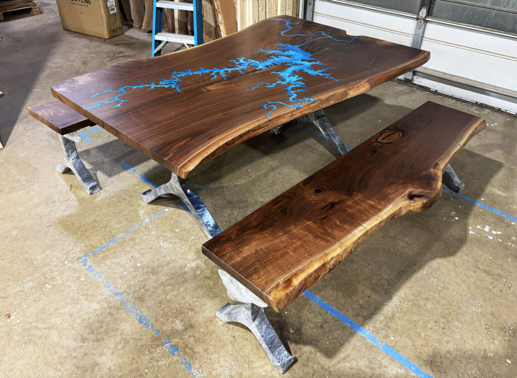 http://Walnut%20Dining%20Table%20With%20Bench%20Featuring%20Smith%20Mountain%20Lake%20CNC%205