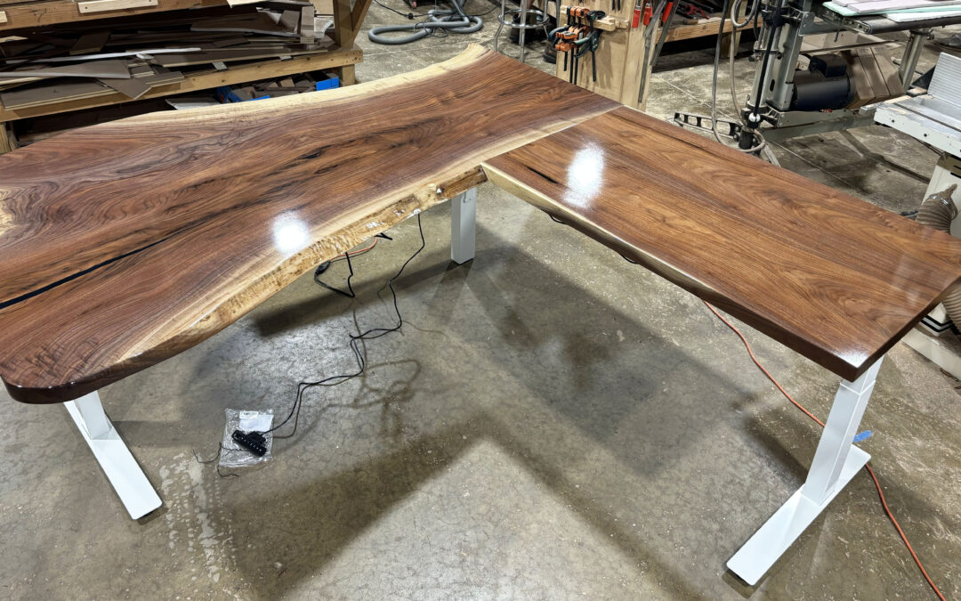 Walnut Standing Desk With Glass Finish