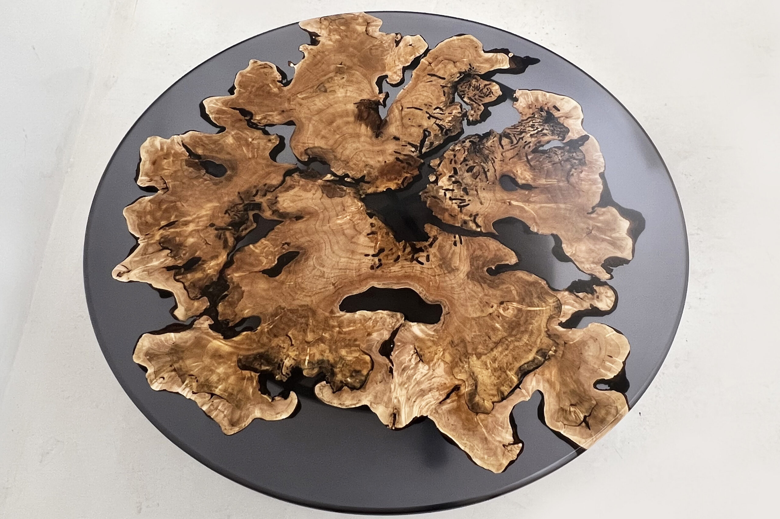 Translucent Black Epoxy Maple Burl Coffee Table 8 3x2
