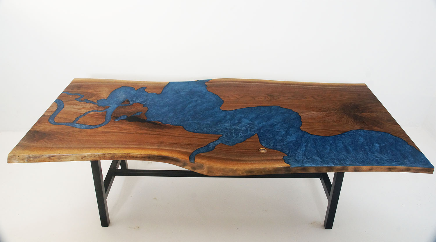 Beach Epoxy Table Featuring Chesapeak Bay