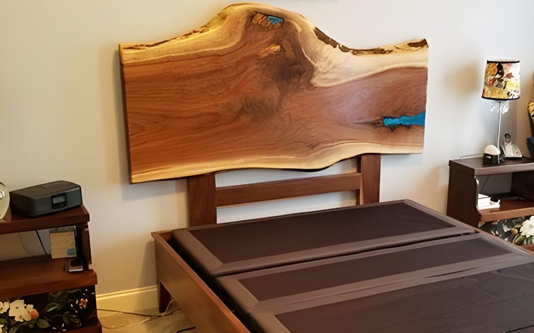 Live Edge Walnut Epoxy Resin Headboard