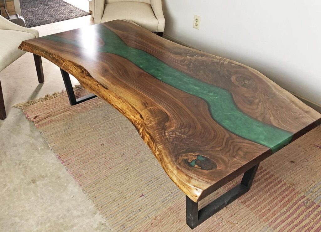 http://Live%20Edge%20Coffee%20Table%20With%20Green%20Epoxy%20River%201