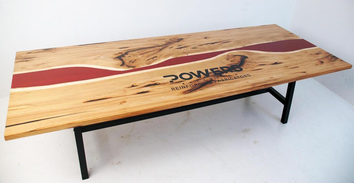CNC Engraved Hickory Epoxy Resin River Conference Table
