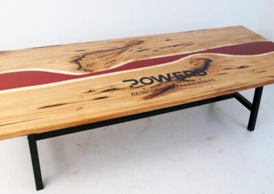 engraved conference table cnc engraved logo epoxy river