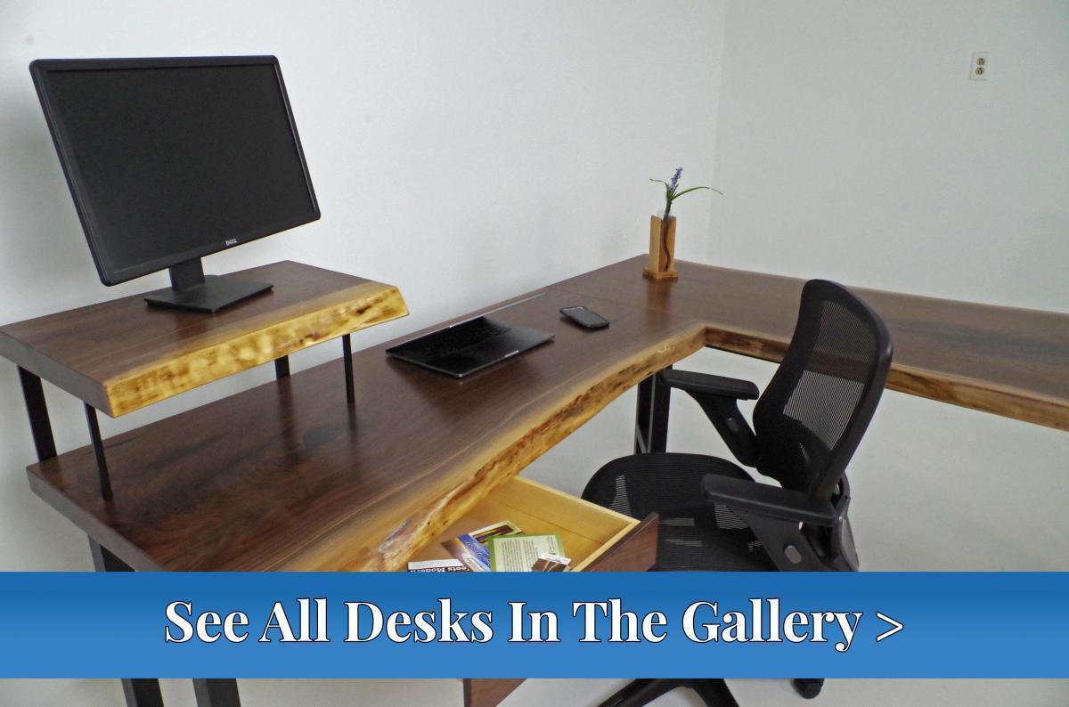 custom office desk l shaped live edge desk with epoxy