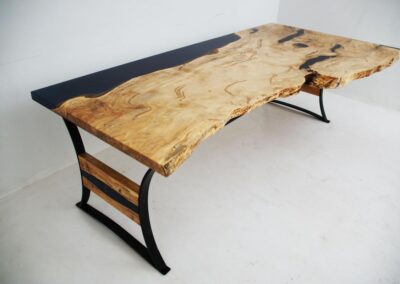 custom made live edge desk with elm wood black epoxy