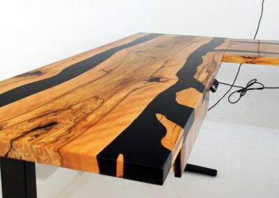 custom office desk with beech wood black epoxy