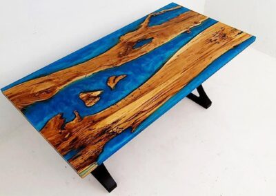 custom made beech wood dining table with blue epoxy custom made coffee table with blue epoxy multi purpose desks