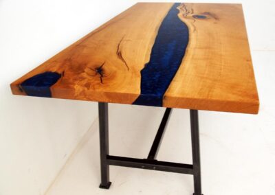 custom made dining table with blue epoxy multi purpose desks