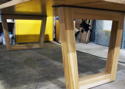trapezoid wood river table legs