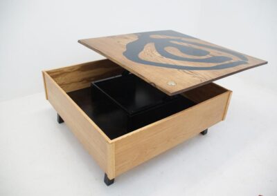 custom coffee table with storage engrave map of mentor lagoon custom wood furniture