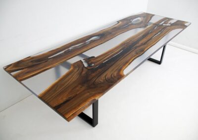 epoxy dining table with walnut wood custom wood furniture