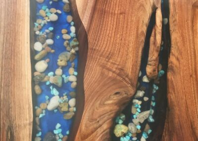 dining table with embedded rocks custom wood furniture