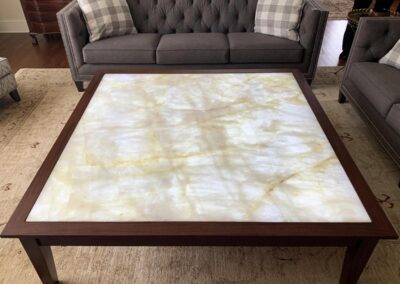crystal top coffee table custom wood furniture