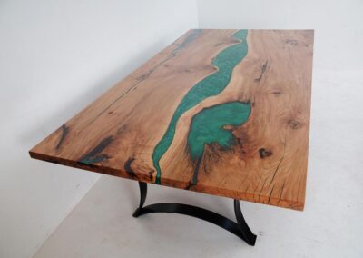 epoxy dining table with hickory custom wood furniture